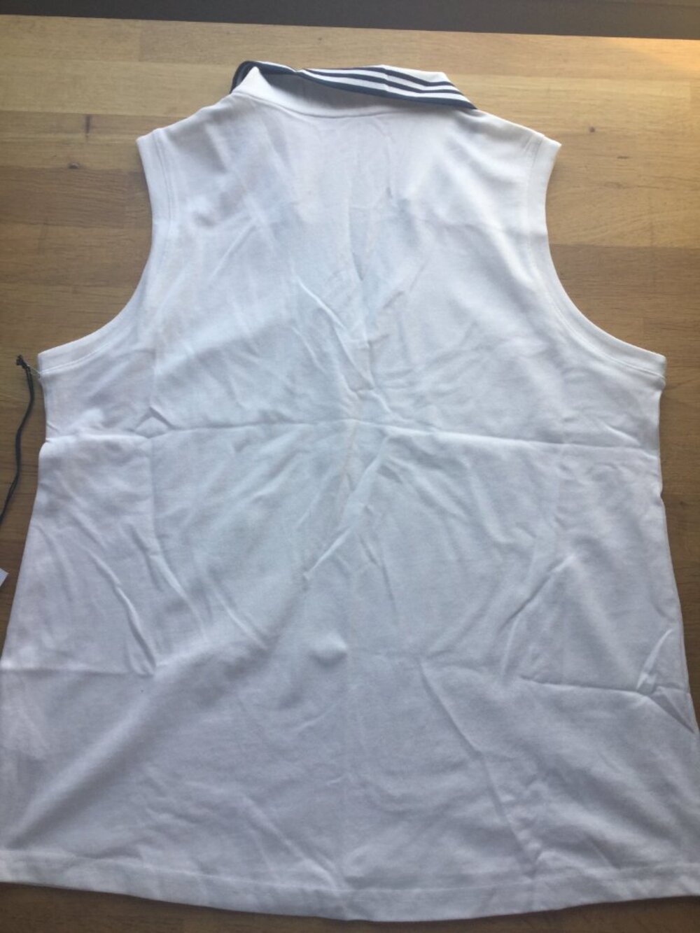 NWT Point Zero sporty sleeveless polo top 20" pit to pit white with blue size L - Picture 7 of 8